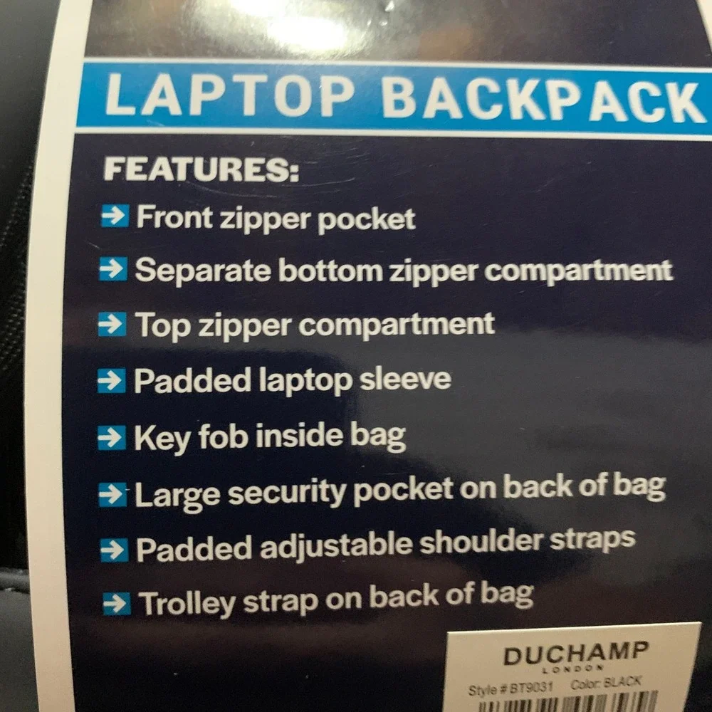 Duchamp London Men Black Laptop Backpack BT9031 Travel Bag New